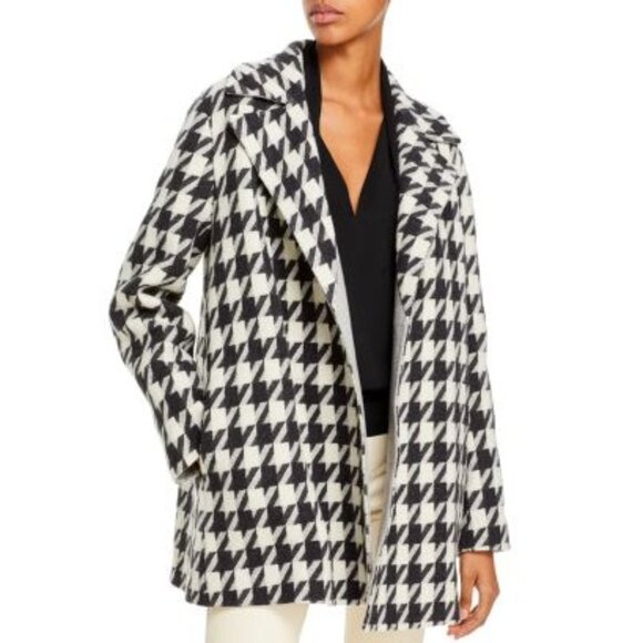 Theory Danvey Wool Houndstooth Belted Jacket in Black White - Picture 2 of 5